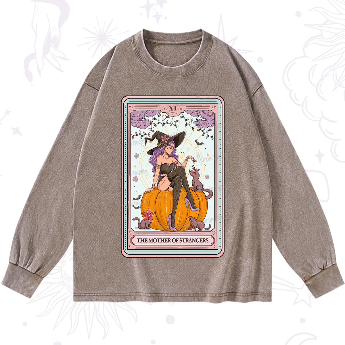 Purplehecate The Mother Of Strangers Tarot Washed Long Sleeve Shirt
