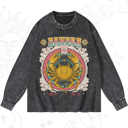 Purplehecate Cancer Cosmic Zodiac Washed Long Sleeve Shirt