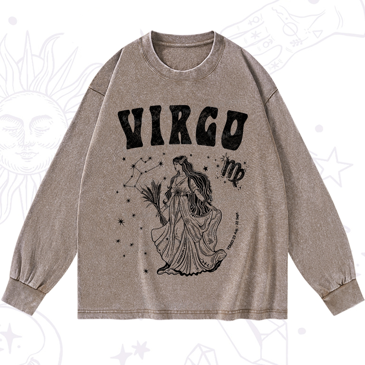 Purplehecate Virgo Starshine Zodiac Washed Long Sleeve Shirt