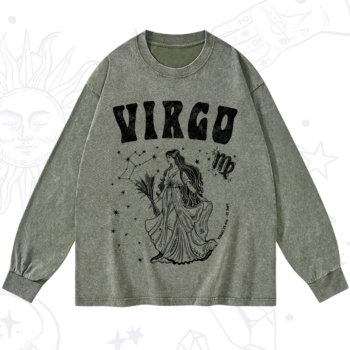 Purplehecate Virgo Starshine Zodiac Washed Long Sleeve Shirt