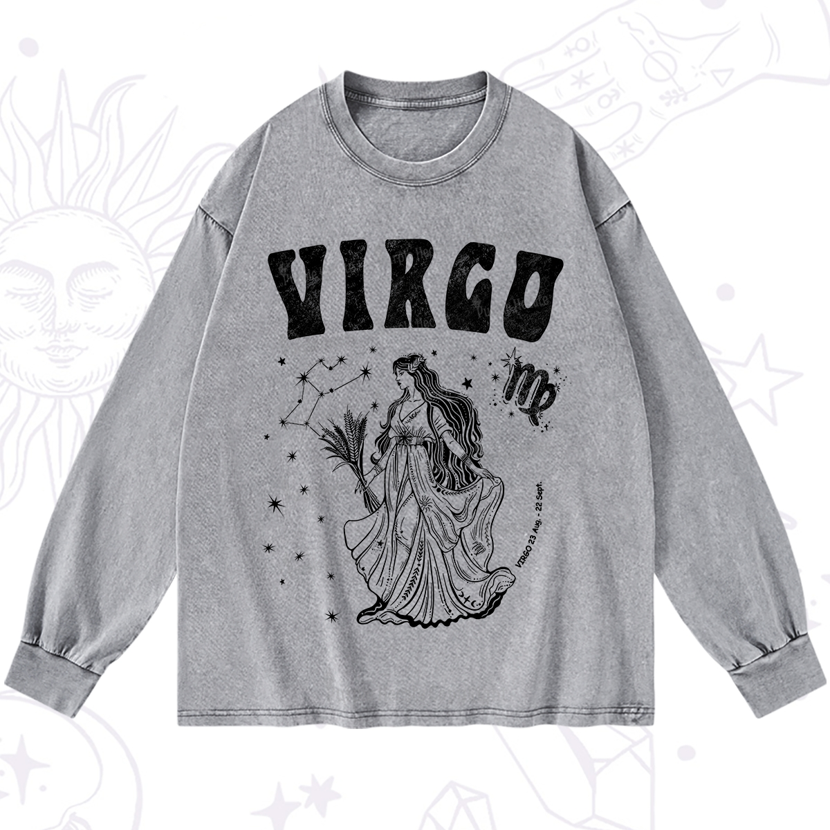 Purplehecate Virgo Starshine Zodiac Washed Long Sleeve Shirt