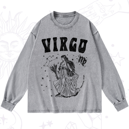 Purplehecate Virgo Starshine Zodiac Washed Long Sleeve Shirt