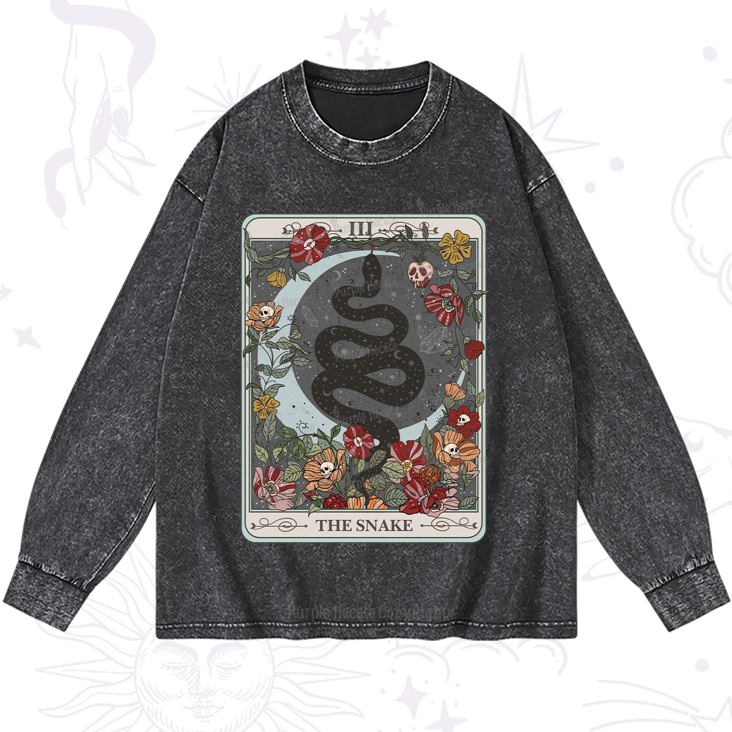 Purplehecate The Snake Tarot Washed Long Sleeve Shirt
