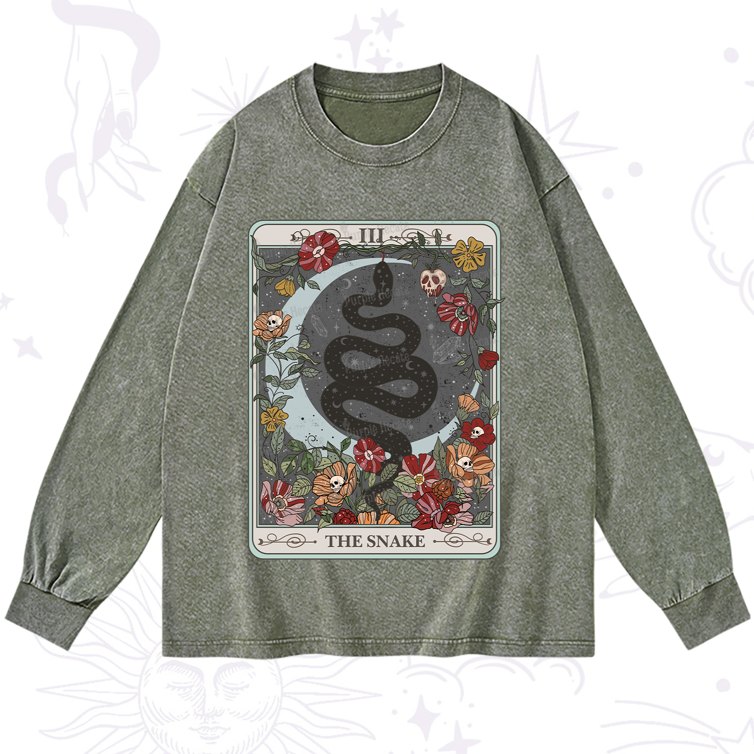 Purplehecate The Snake Tarot Washed Long Sleeve Shirt
