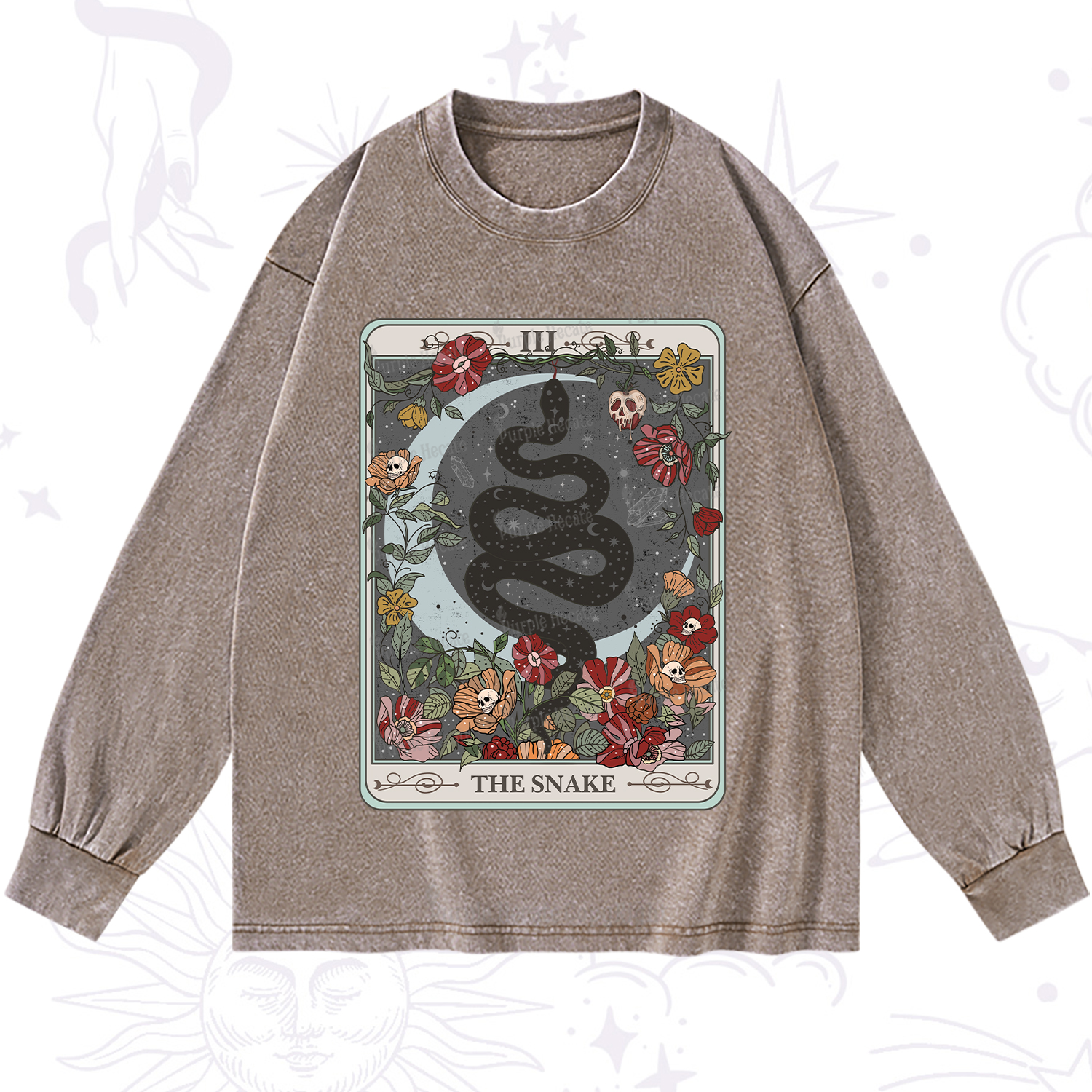 Purplehecate The Snake Tarot Washed Long Sleeve Shirt