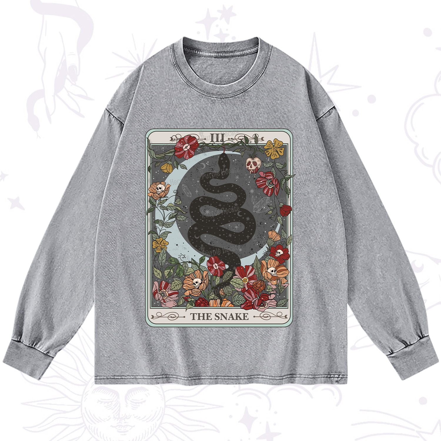Purplehecate The Snake Tarot Washed Long Sleeve Shirt