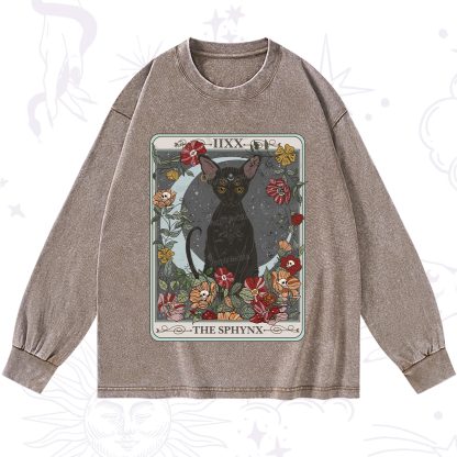Purplehecate The Sphynx Tarot Washed Long Sleeve Shirt