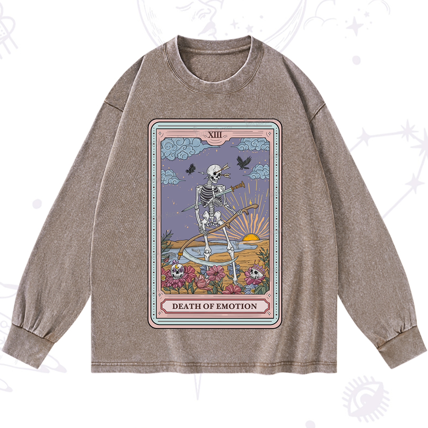 Purplehecate The Death Of Emotion Tarot Washed Long Sleeve Shirt