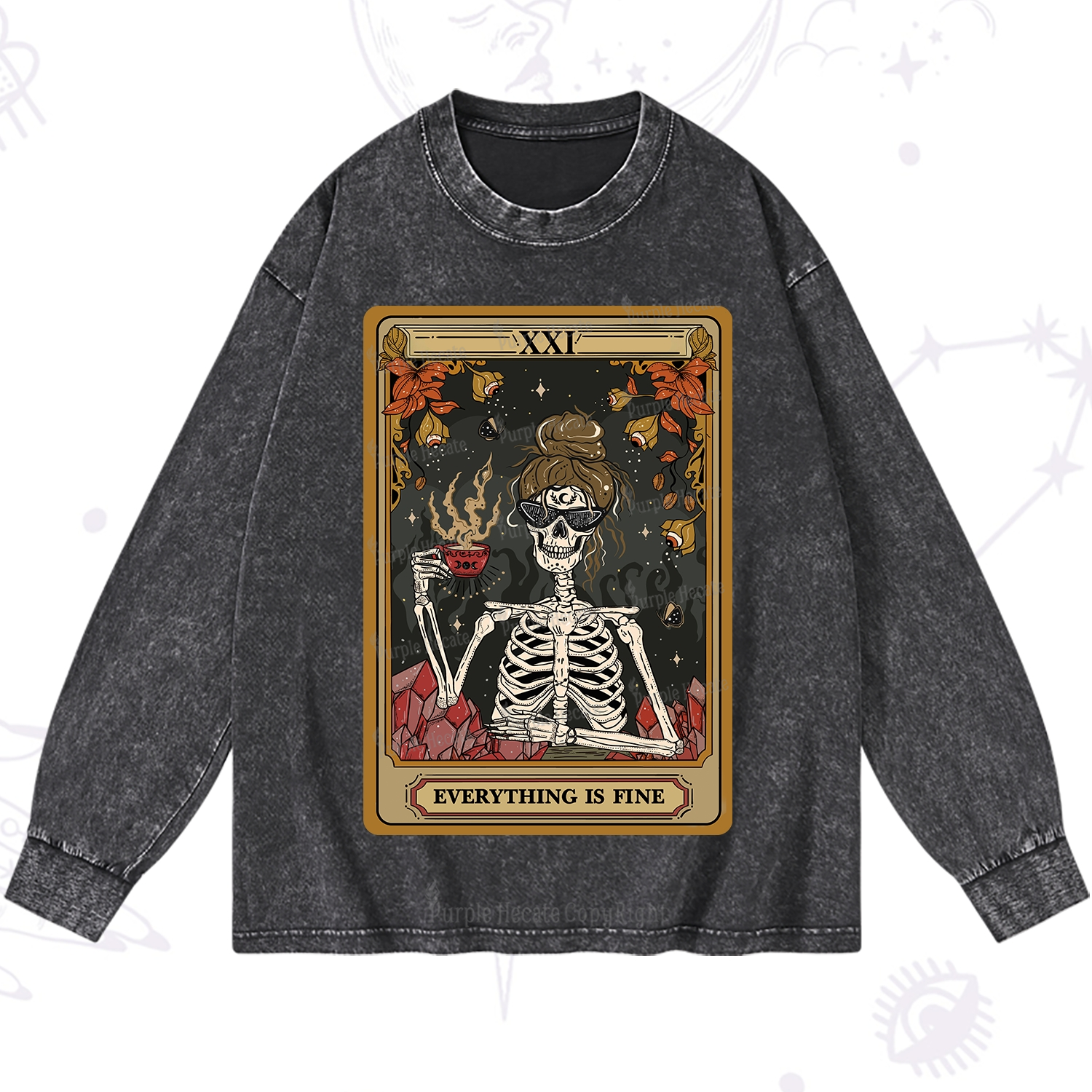 Purplehecate The Everything Fine Tarot Washed Long Sleeve Shirt