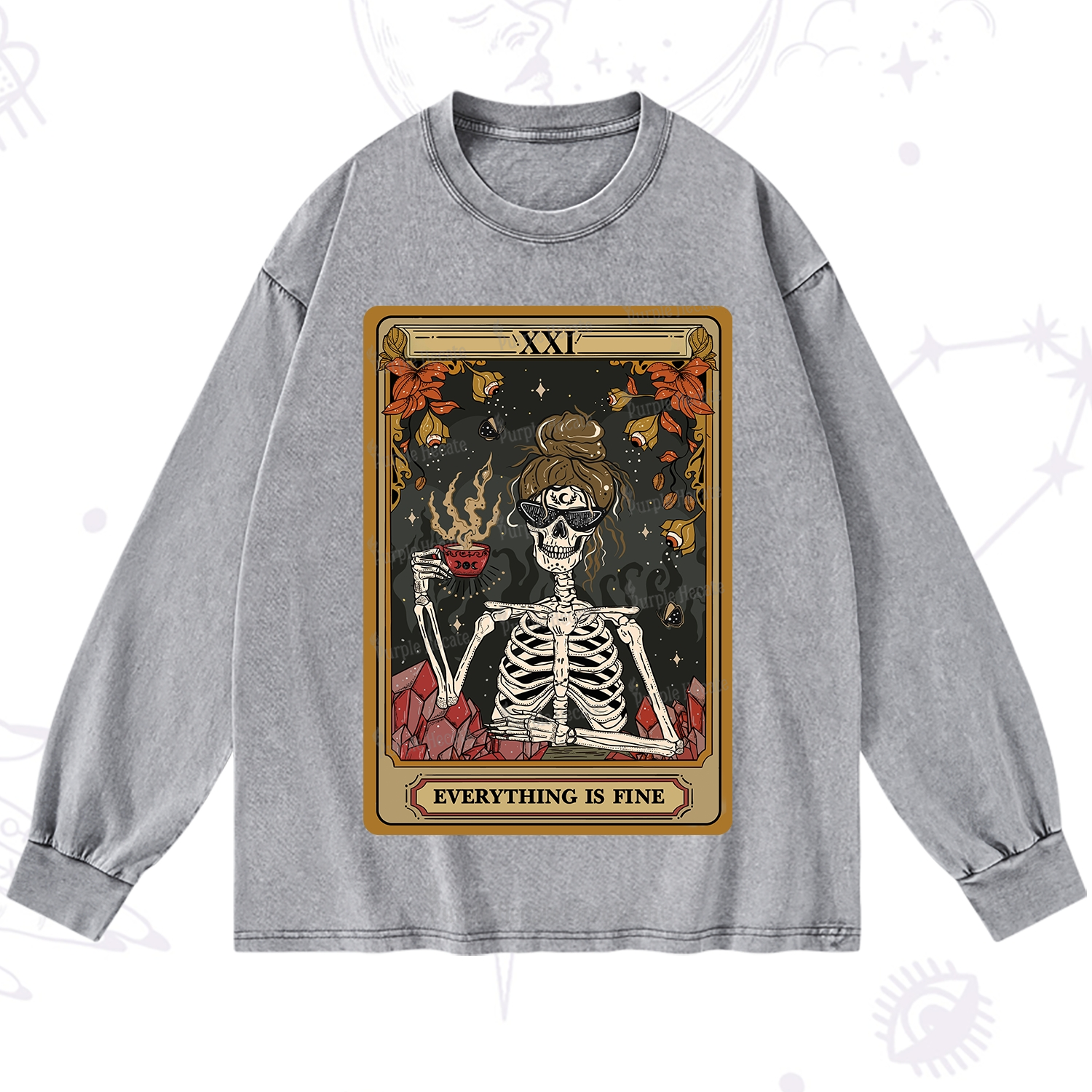 Purplehecate The Everything Fine Tarot Washed Long Sleeve Shirt