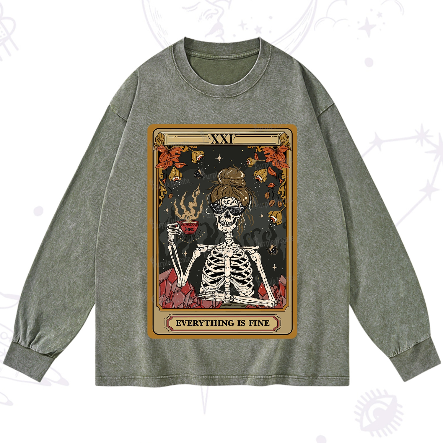 Purplehecate The Everything Fine Tarot Washed Long Sleeve Shirt