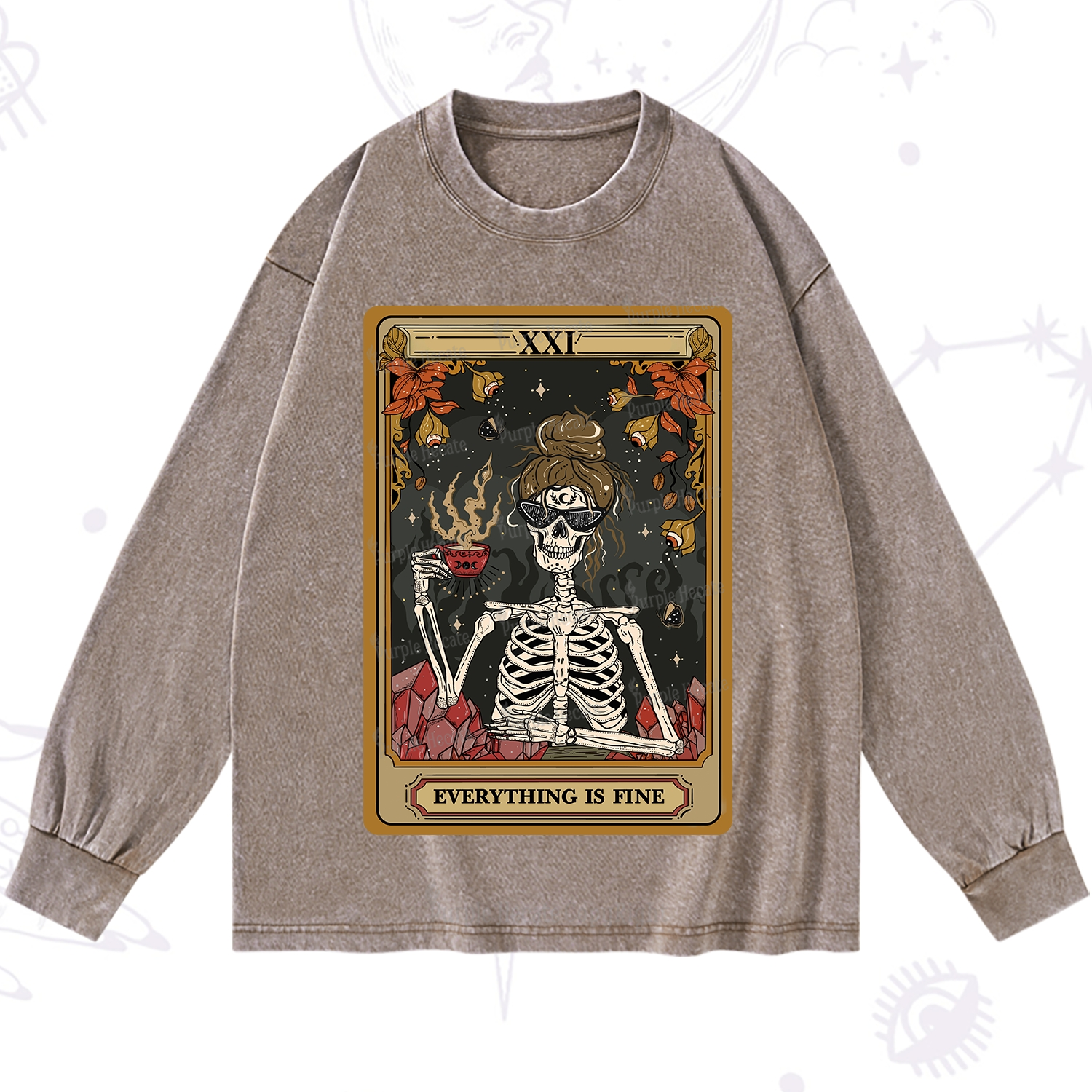 Purplehecate The Everything Fine Tarot Washed Long Sleeve Shirt