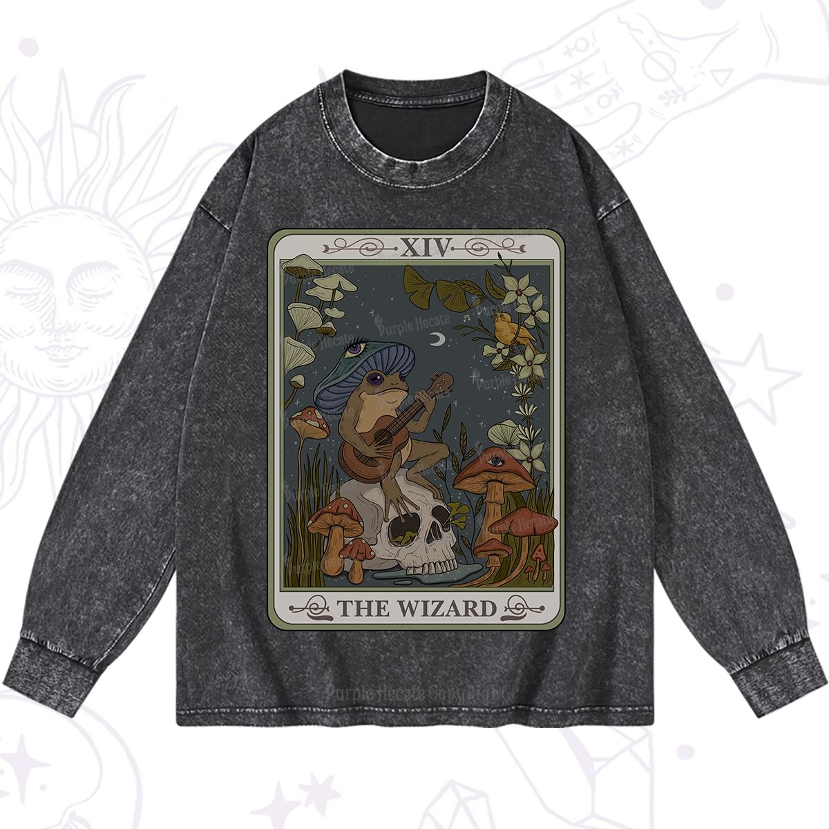 Purplehecate The Wizard Tarot Washed Long Sleeve Shirt