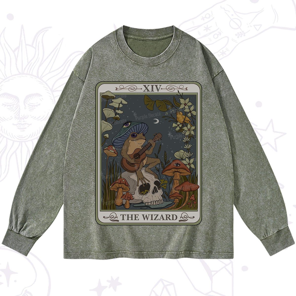 Purplehecate The Wizard Tarot Washed Long Sleeve Shirt