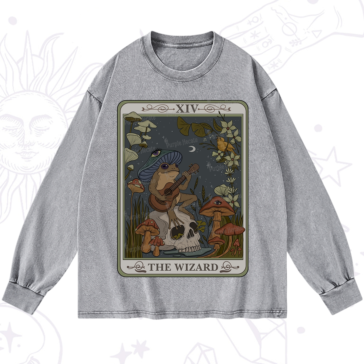 Purplehecate The Wizard Tarot Washed Long Sleeve Shirt