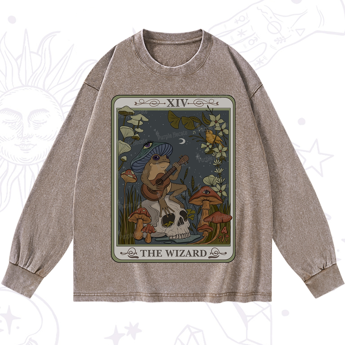 Purplehecate The Wizard Tarot Washed Long Sleeve Shirt