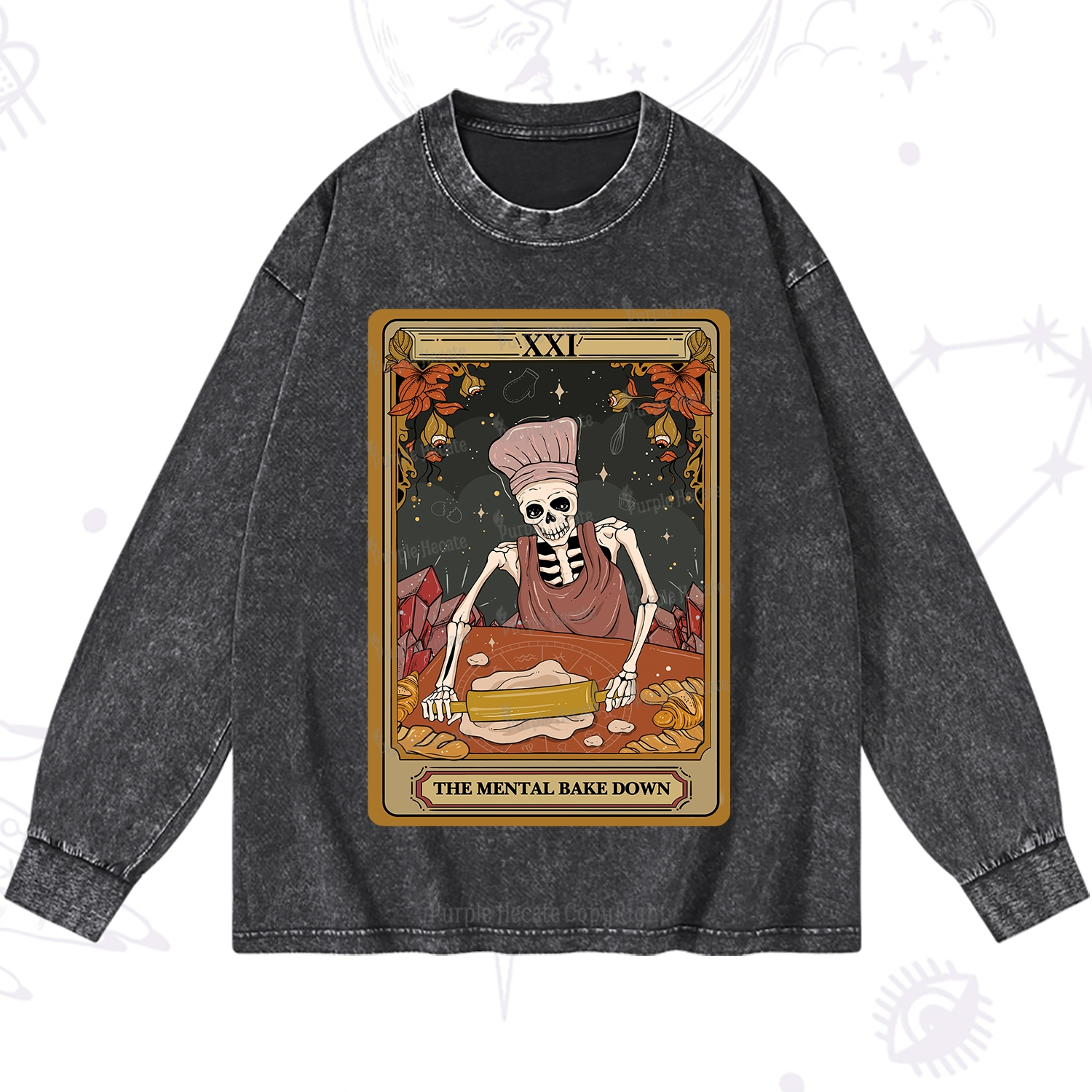 Purplehecate The Mental Bake Down Tarot Washed Long Sleeve Shirt