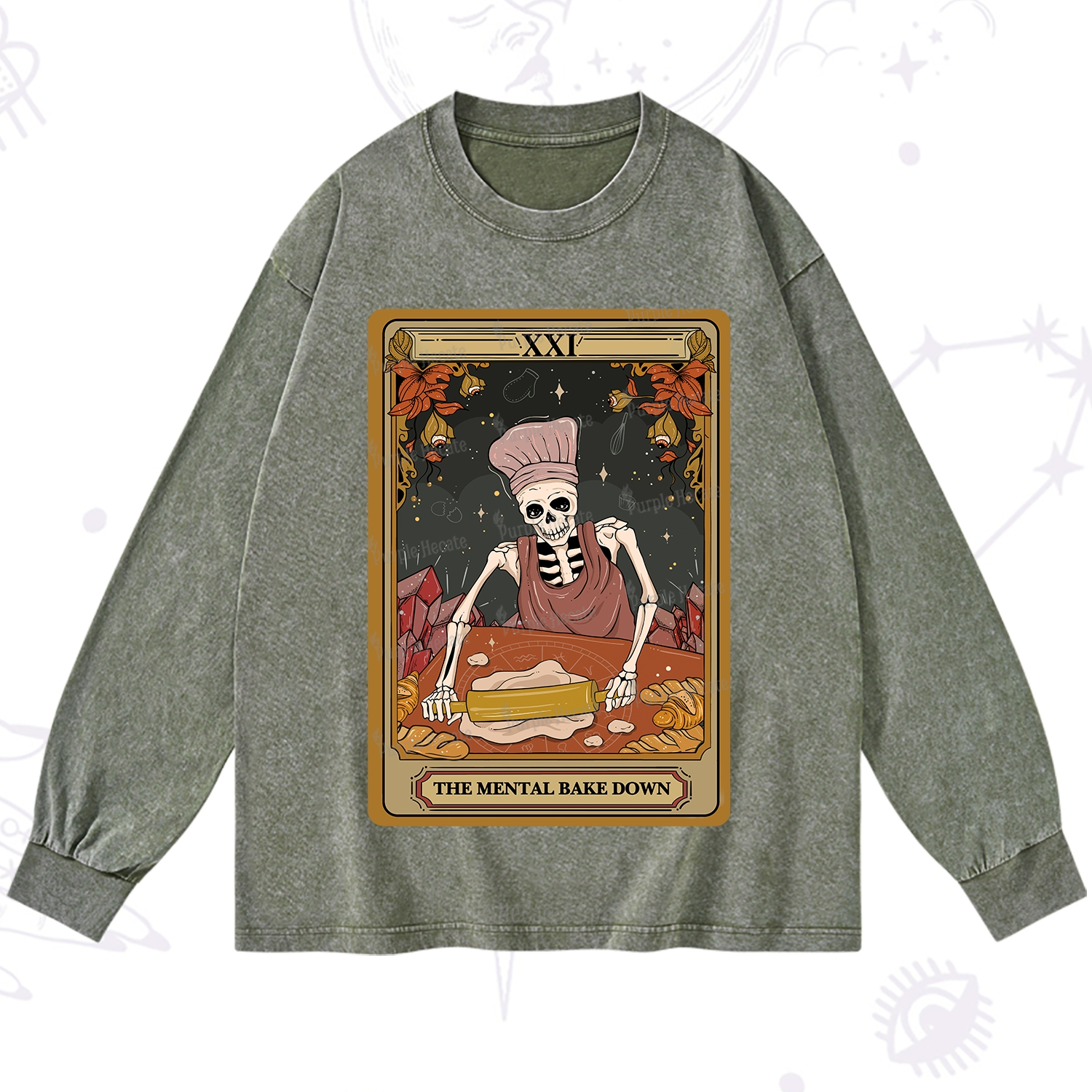 Purplehecate The Mental Bake Down Tarot Washed Long Sleeve Shirt