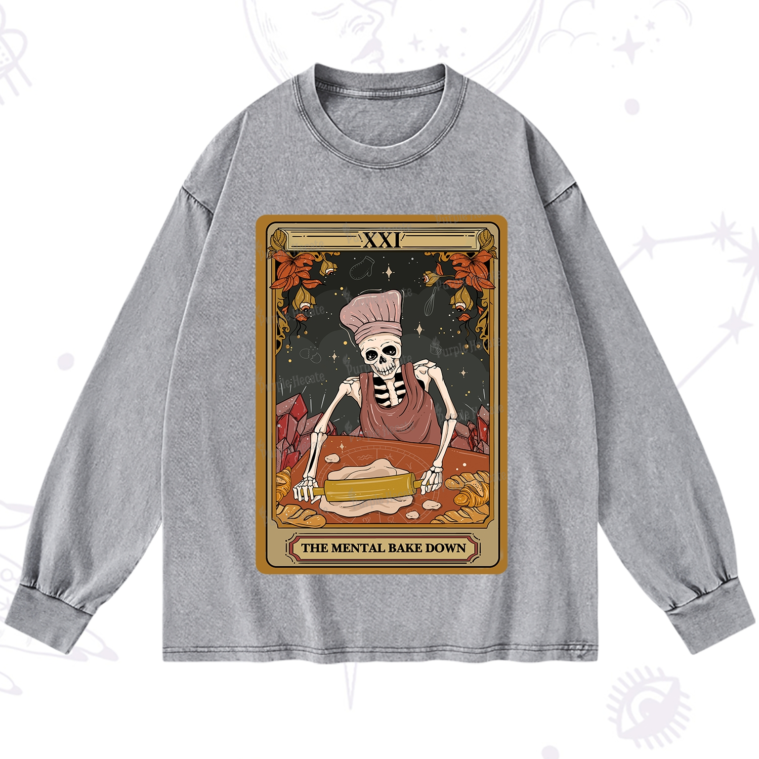 Purplehecate The Mental Bake Down Tarot Washed Long Sleeve Shirt
