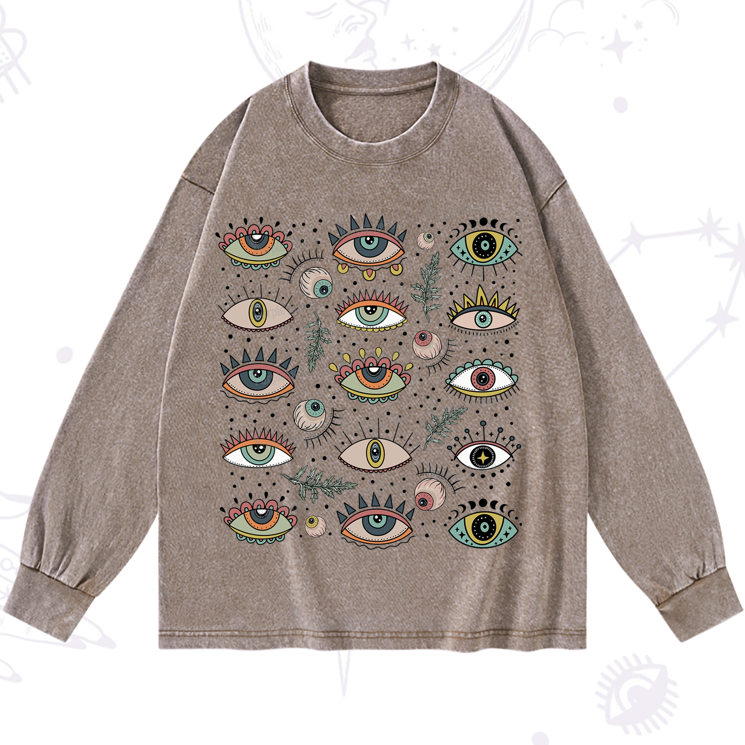 Purplehecate Evil Eye Array Washed Long Sleeve Shirt