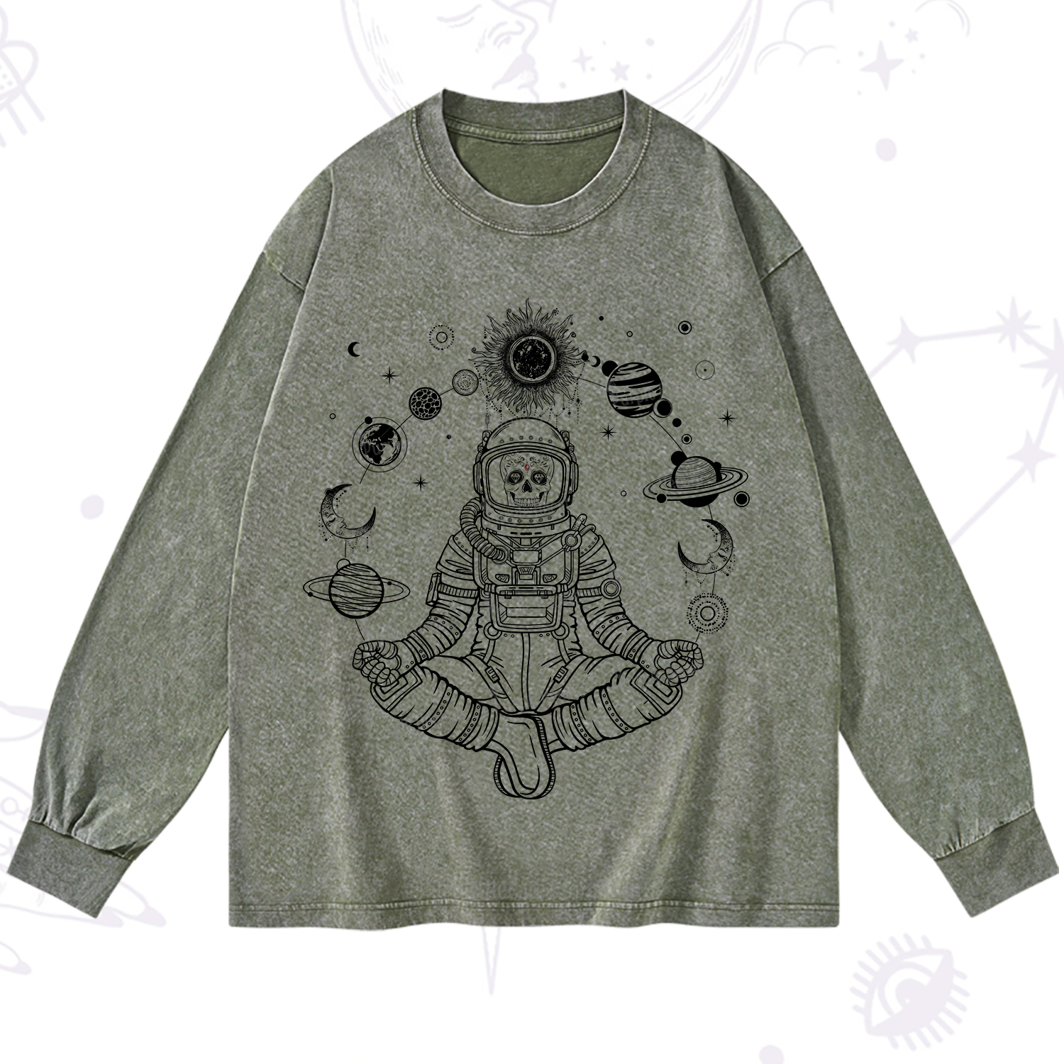 Purplehecate Cosmic Meditator Washed Long Sleeve Shirt