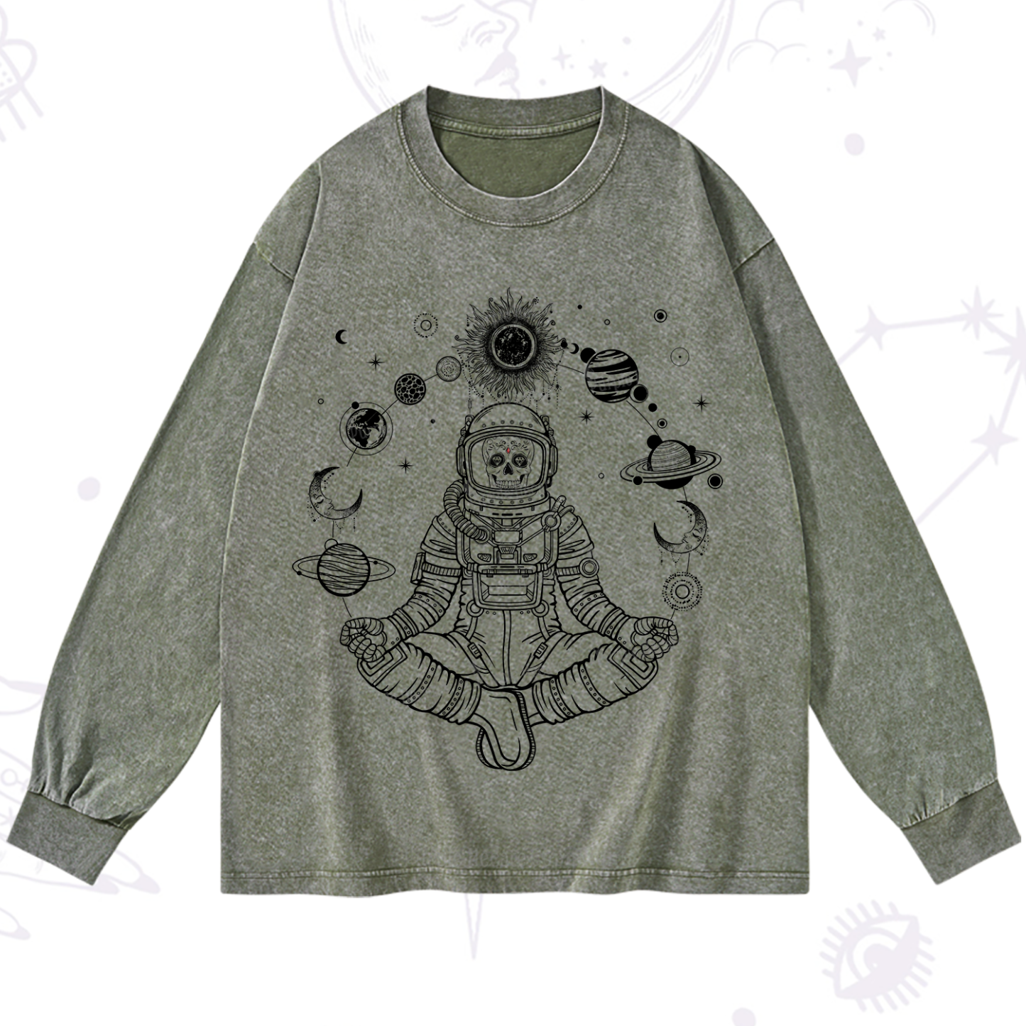 Purplehecate Cosmic Meditator Washed Long Sleeve Shirt