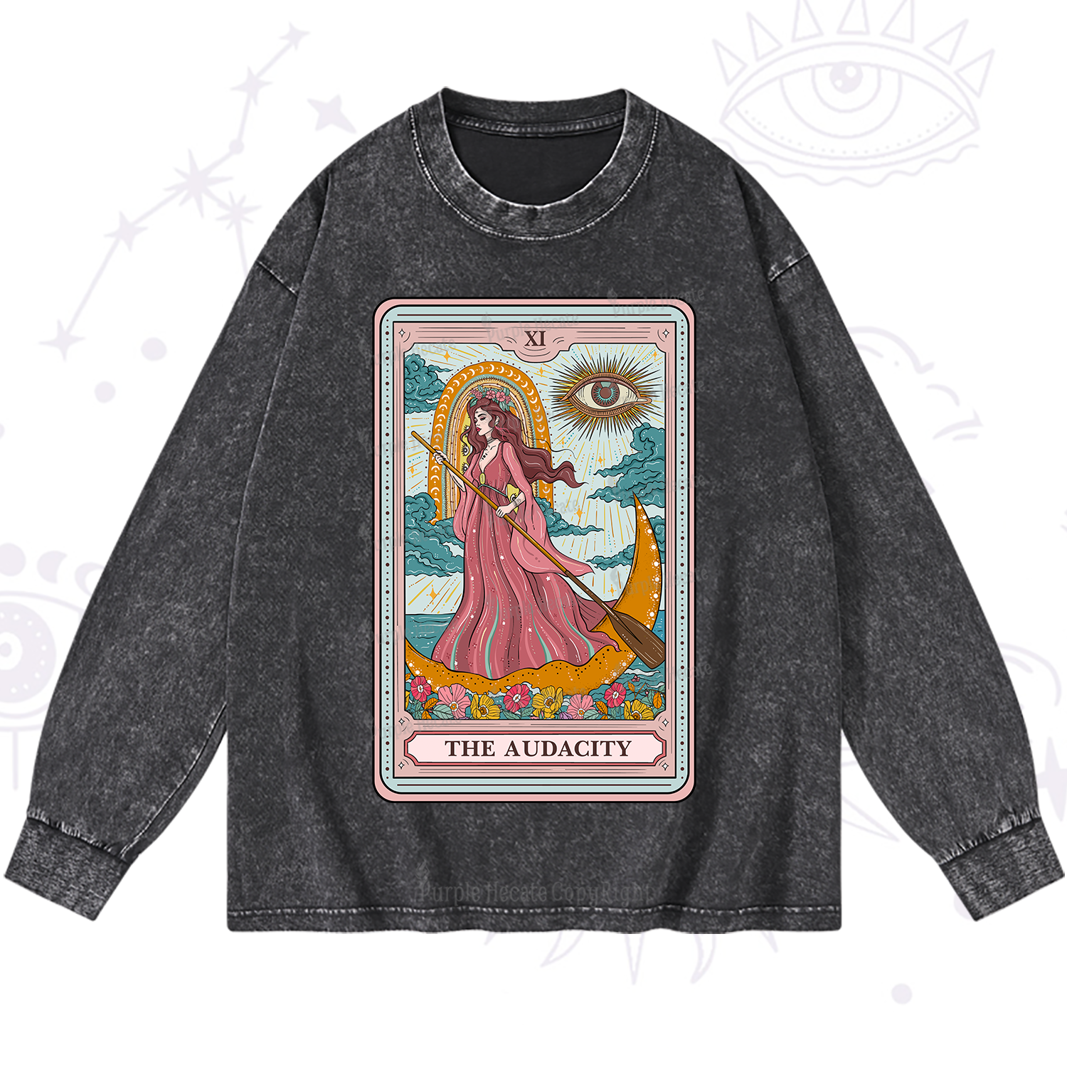 Purplehecate The Audacity Goddess Tarot Washed Long Sleeve Shirt