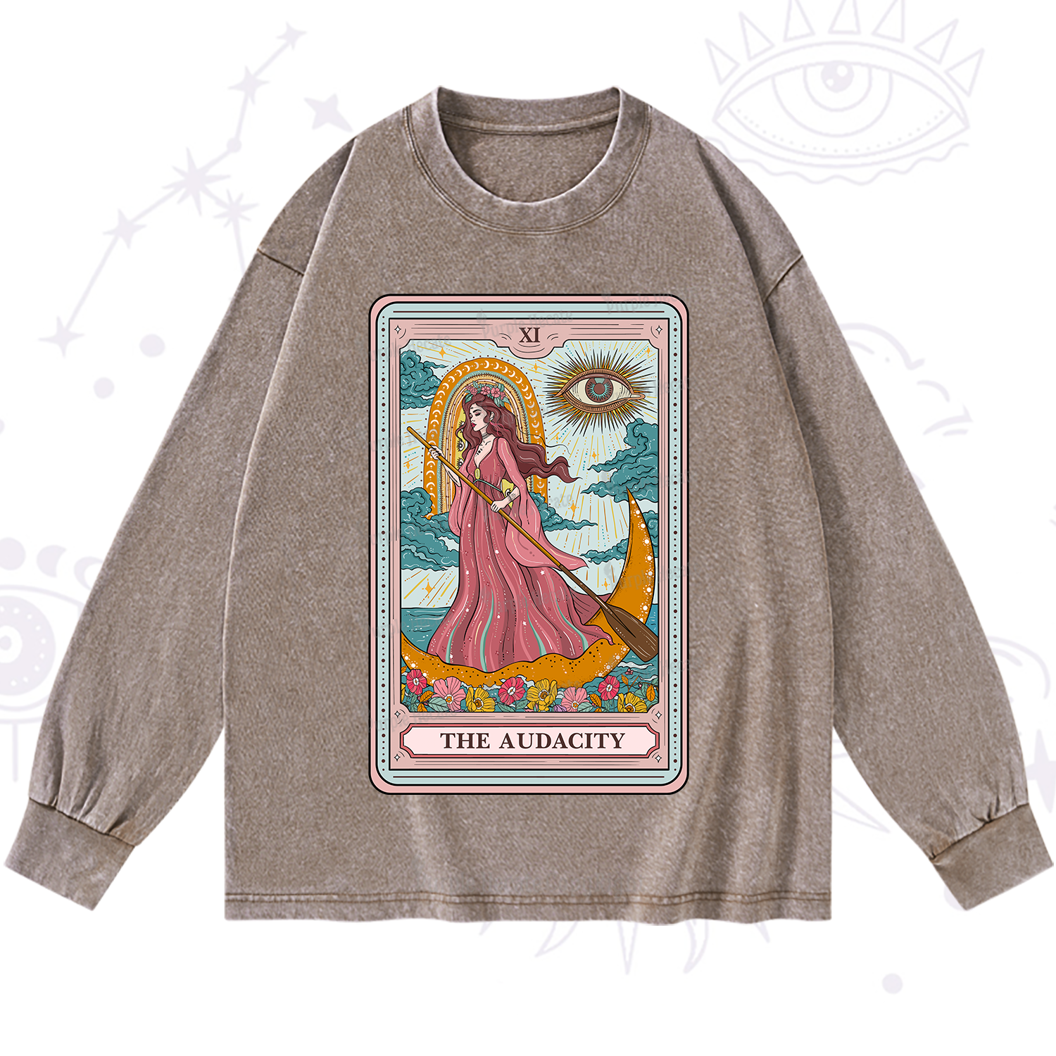 Purplehecate The Audacity Goddess Tarot Washed Long Sleeve Shirt