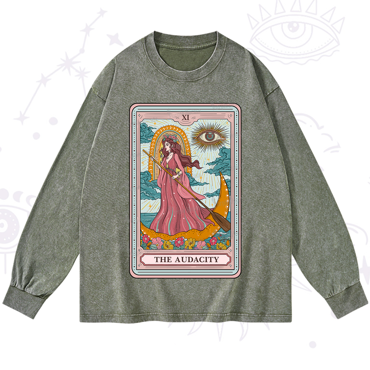 Purplehecate The Audacity Goddess Tarot Washed Long Sleeve Shirt