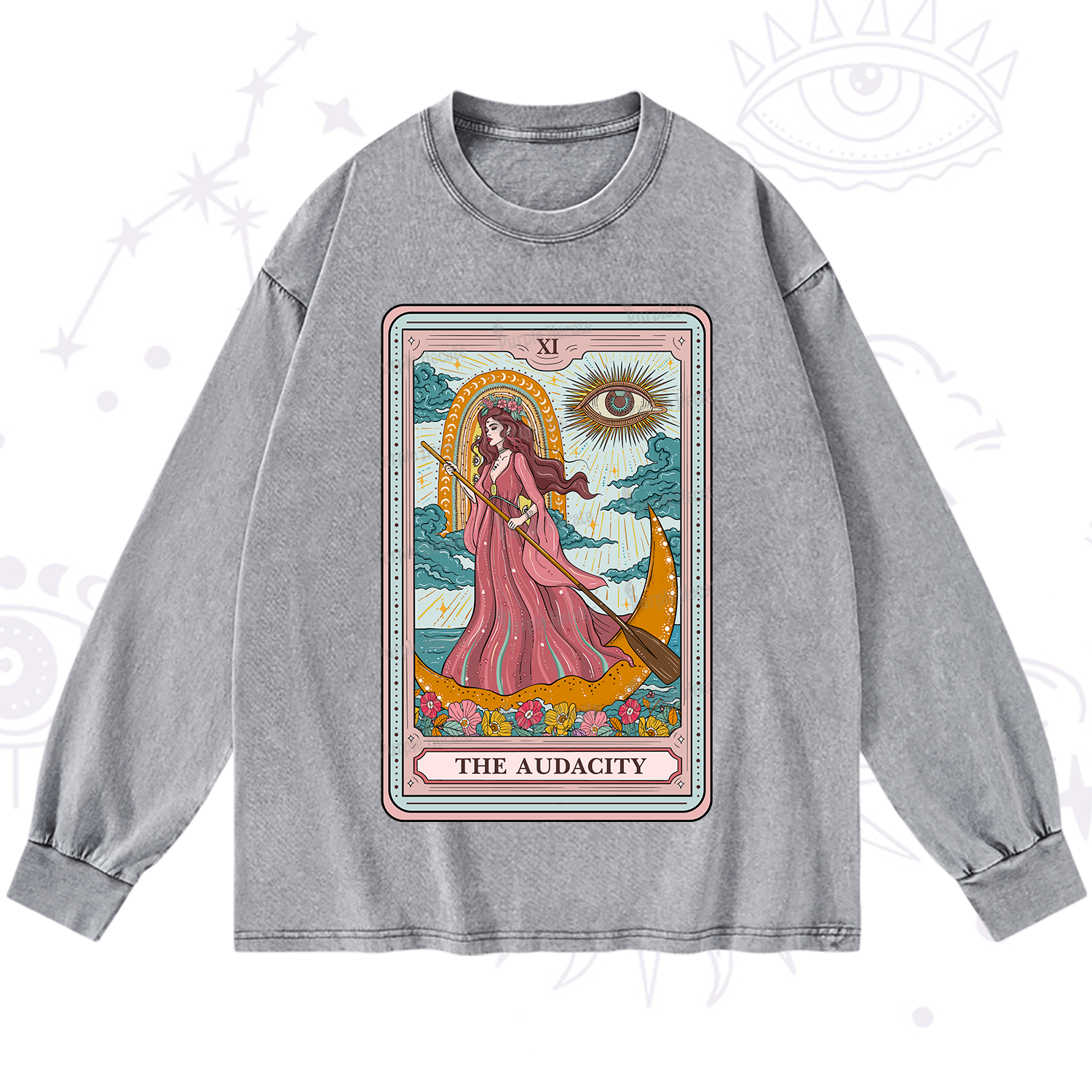 Purplehecate The Audacity Goddess Tarot Washed Long Sleeve Shirt