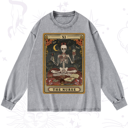 Purplehecate The Nurse Tarot Washed Long Sleeve Shirt