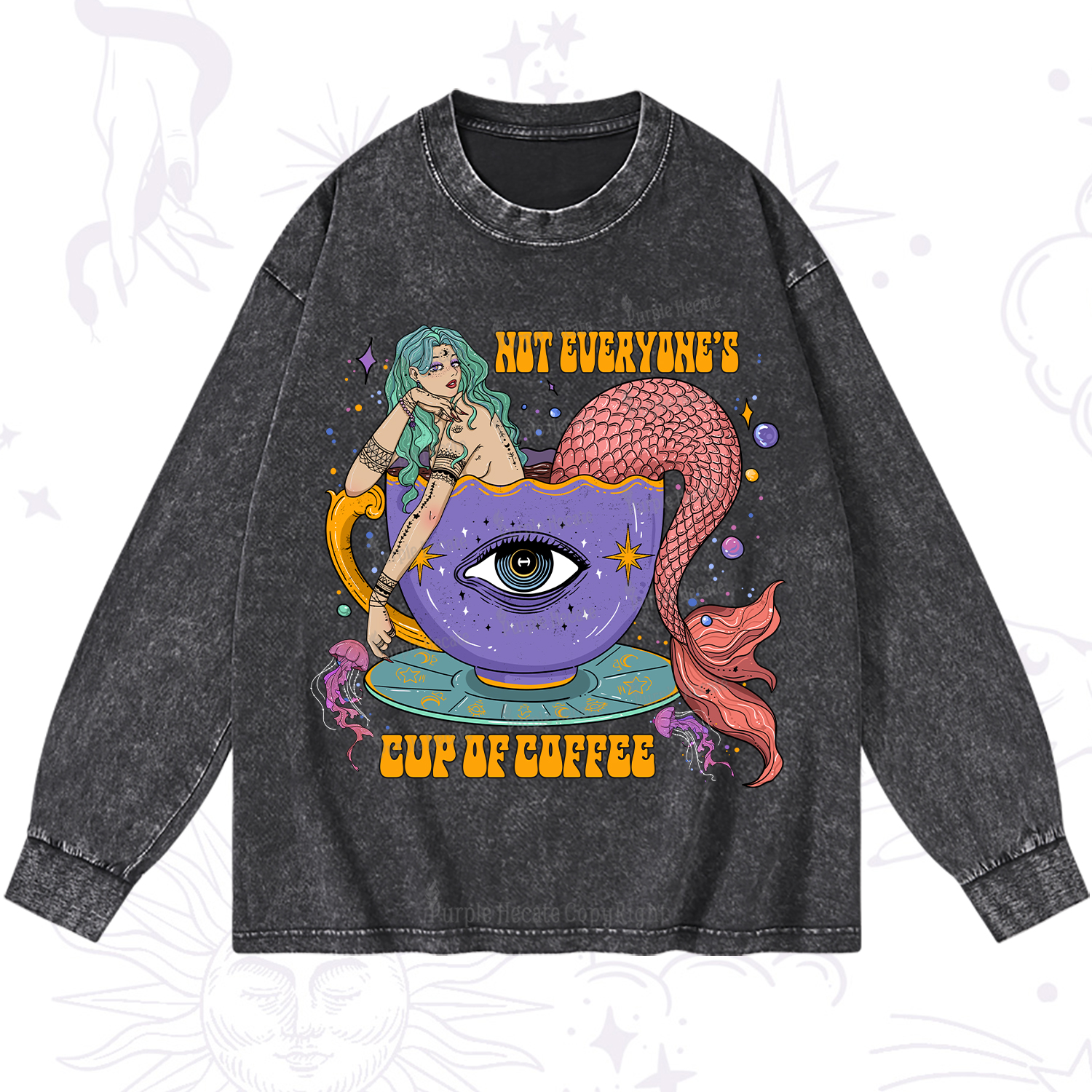 Purplehecate Not Everyone's Cup Of Coffee Washed Long Sleeve Shirt