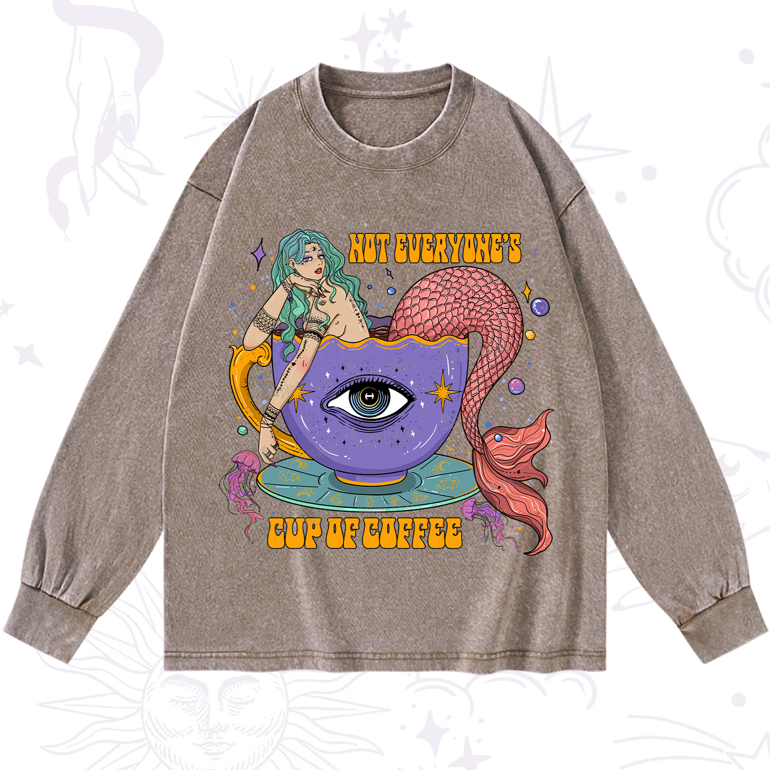 Purplehecate Not Everyone's Cup Of Coffee Washed Long Sleeve Shirt