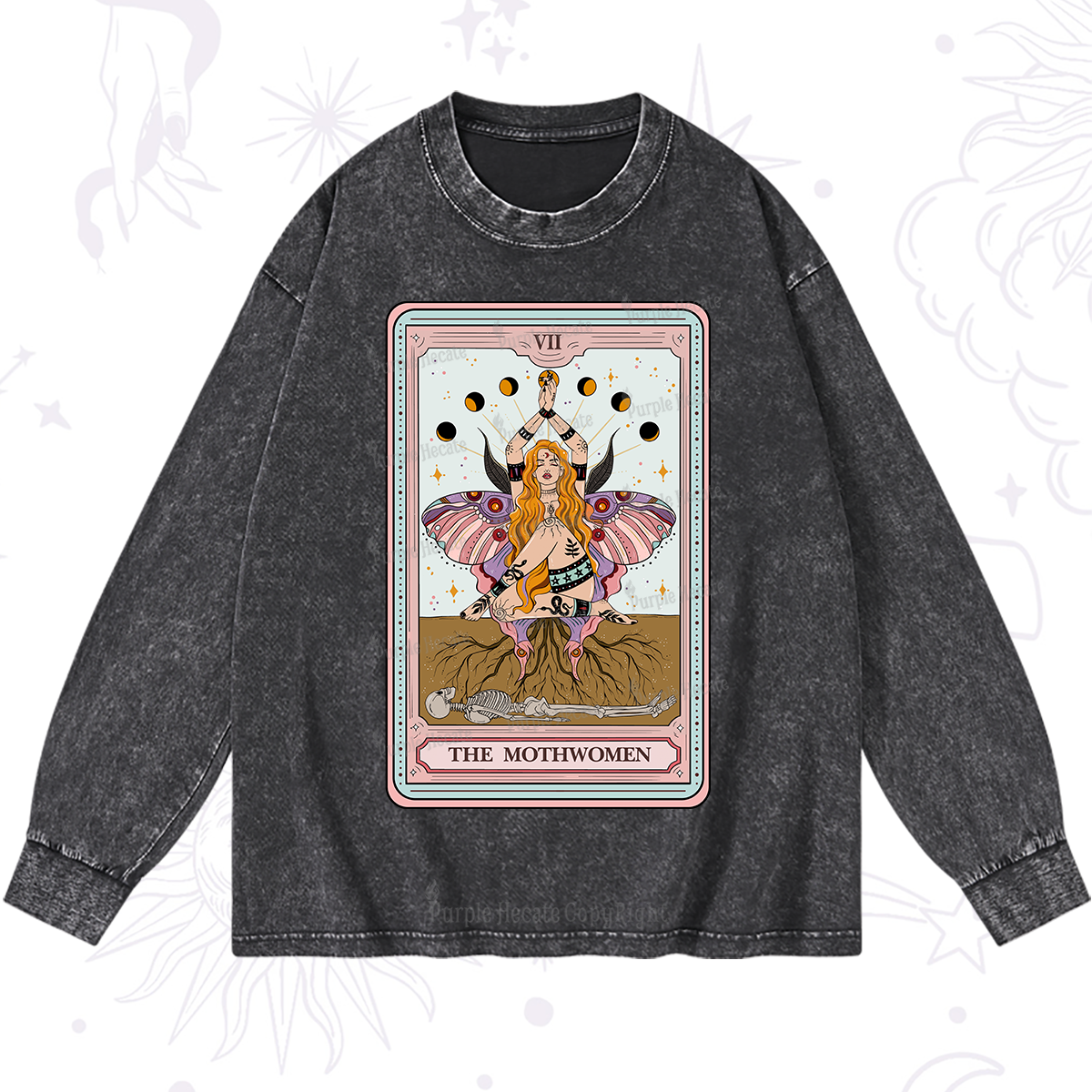 Purplehecate The Mothwomen Tarot Washed Long Sleeve Shirt