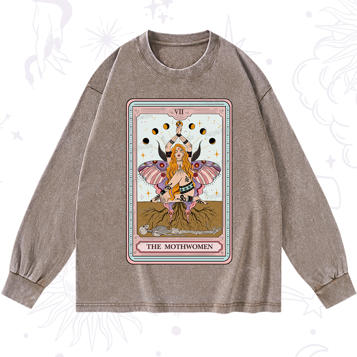 Purplehecate The Mothwomen Tarot Washed Long Sleeve Shirt