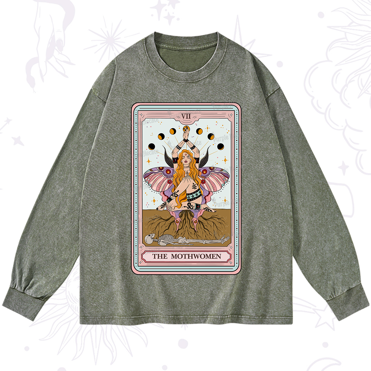 Purplehecate The Mothwomen Tarot Washed Long Sleeve Shirt