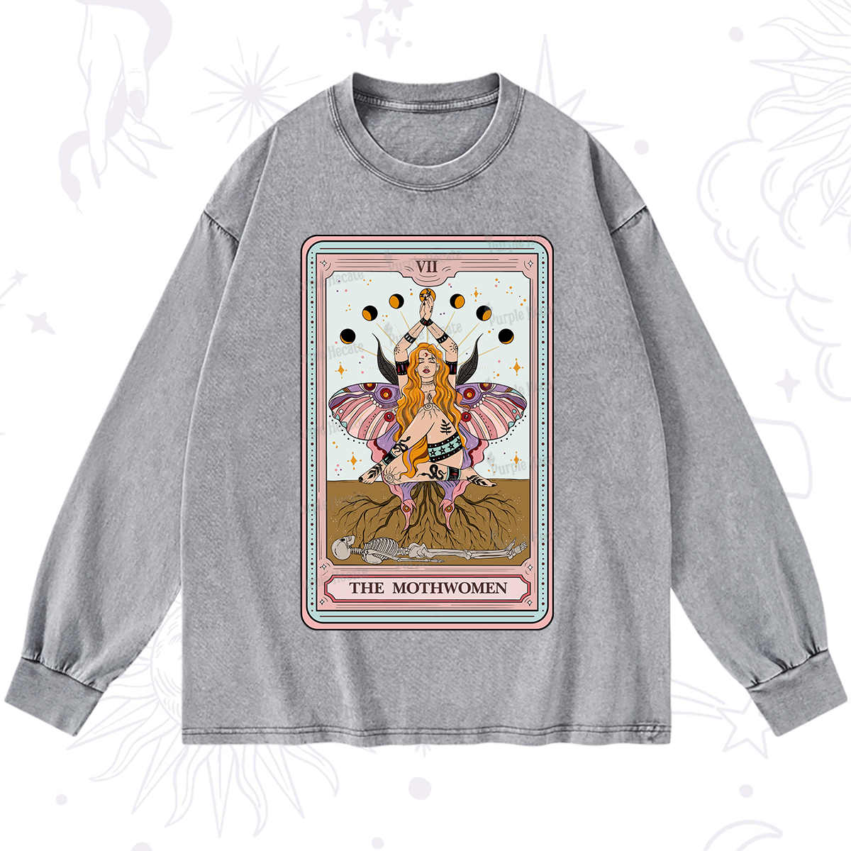 Purplehecate The Mothwomen Tarot Washed Long Sleeve Shirt