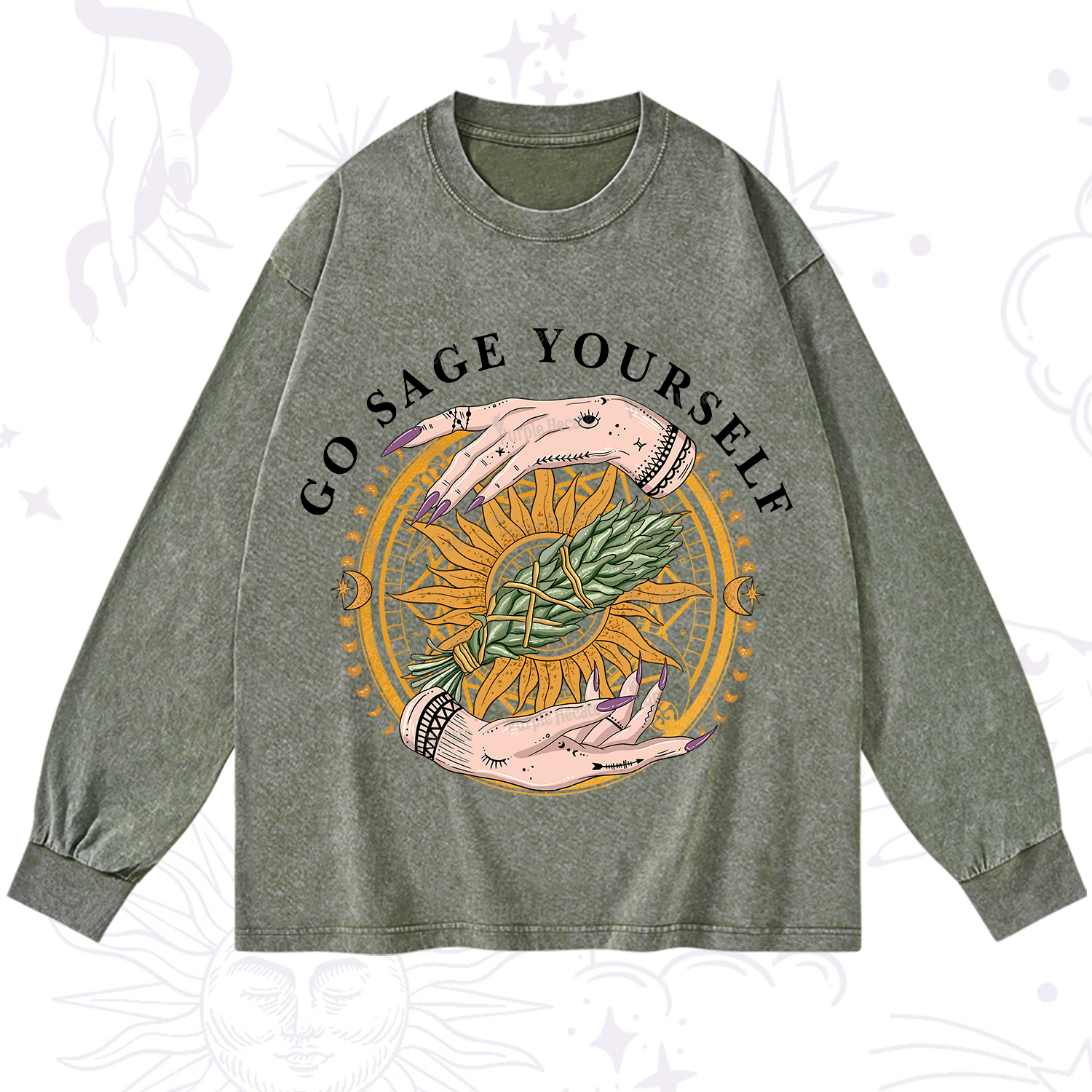 Purplehecate Sage Your Spirit Washed Long Sleeve Shirt