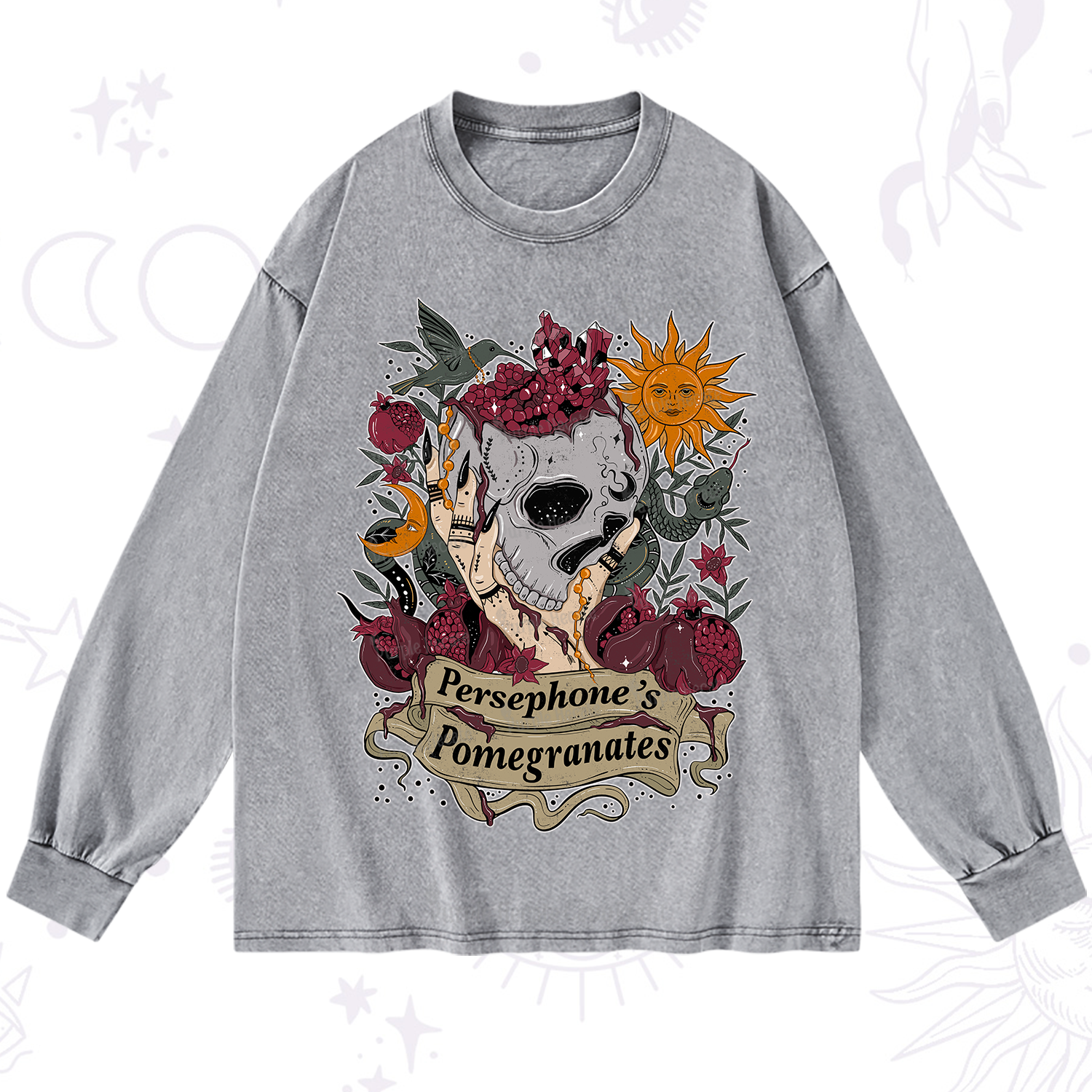 Purplehecate Persephone's Pomegranates Washed Long Sleeve Shirt