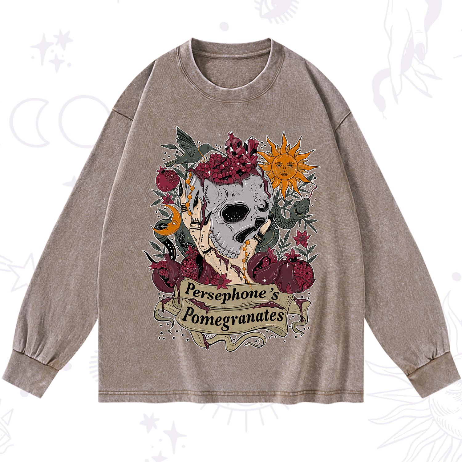 Purplehecate Persephone's Pomegranates Washed Long Sleeve Shirt