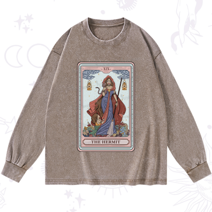 Purplehecate The Hermit Tarot Card Washed Long Sleeve Shirt