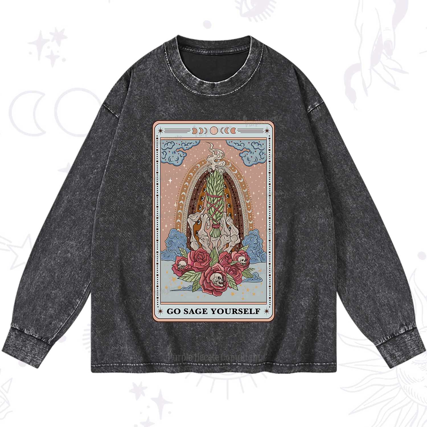 Purplehecate The Go Sage Yourself Tarot Washed Long Sleeve Shirt