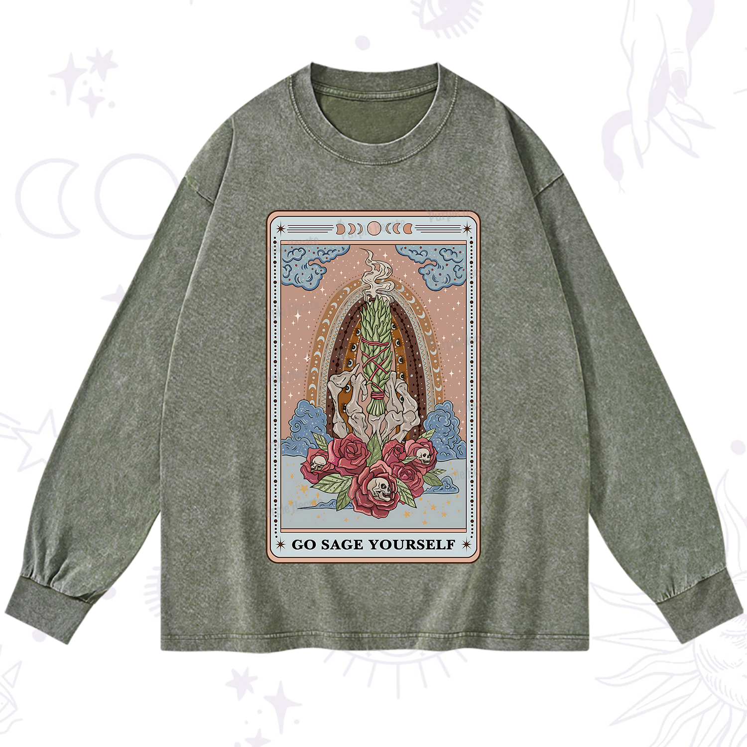 Purplehecate The Go Sage Yourself Tarot Washed Long Sleeve Shirt