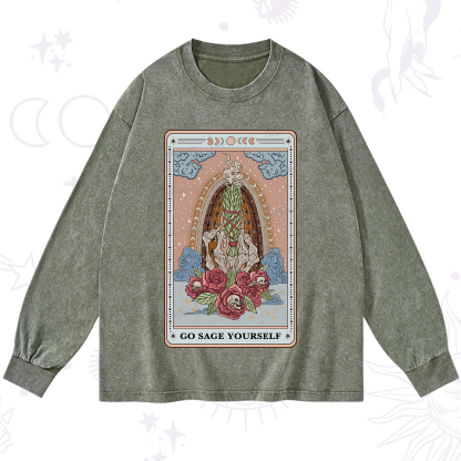 Purplehecate The Go Sage Yourself Tarot Washed Long Sleeve Shirt