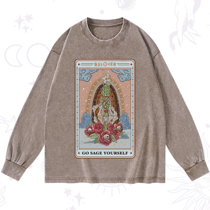 Purplehecate The Go Sage Yourself Tarot Washed Long Sleeve Shirt