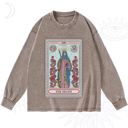 Purplehecate The Death Tarot Washed Long Sleeve Shirt