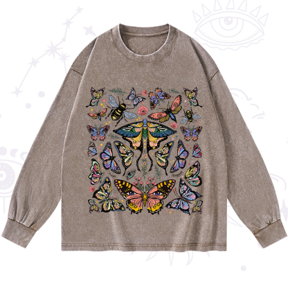 Purplehecate Mystical Butterfly & Moth Washed Long Sleeve Shirt