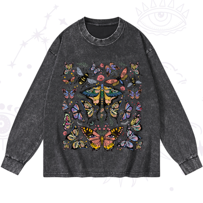 Purplehecate Mystical Butterfly & Moth Washed Long Sleeve Shirt