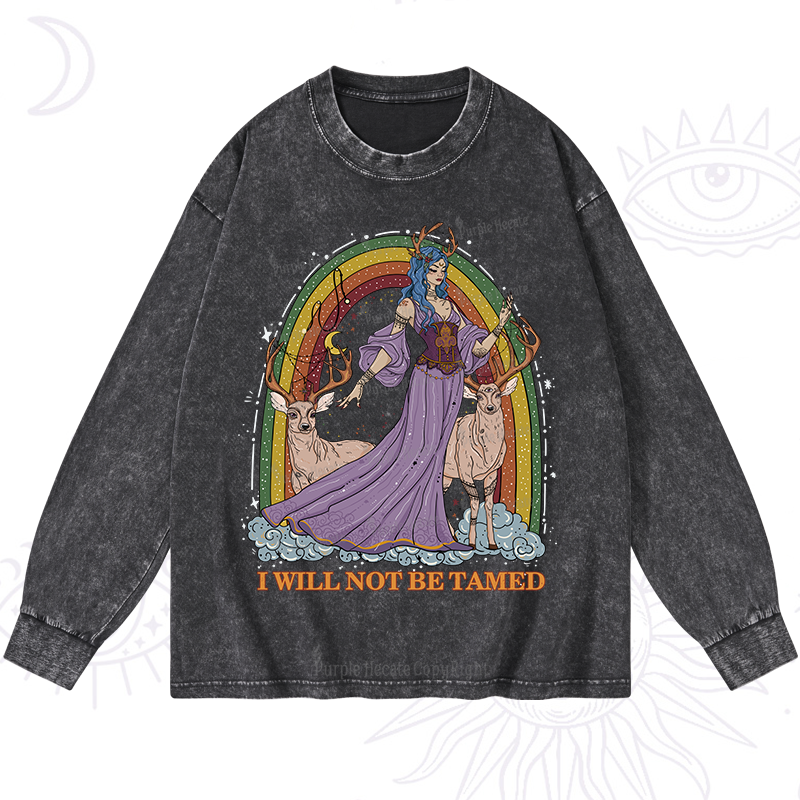 Purplehecate I Will No Be Tamed Washed Long Sleeve Shirt