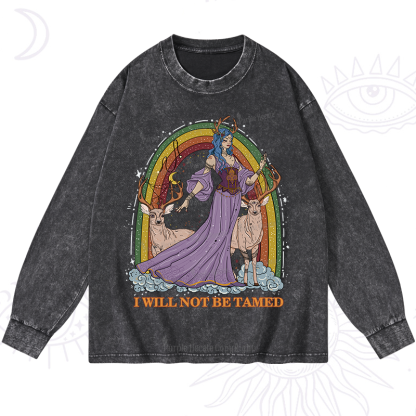 Purplehecate I Will No Be Tamed Washed Long Sleeve Shirt